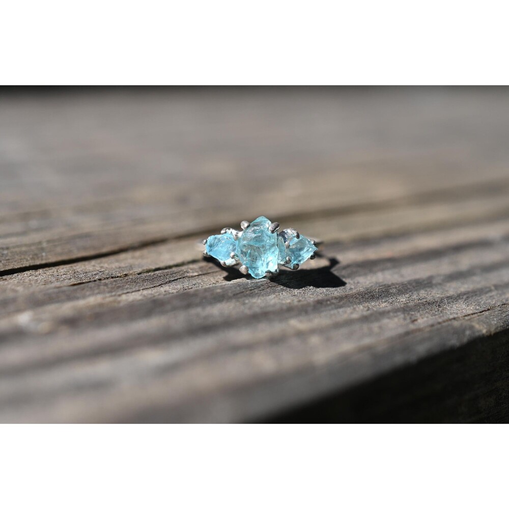 Aquamarine engagement ring size 6 anniversary  gift for women